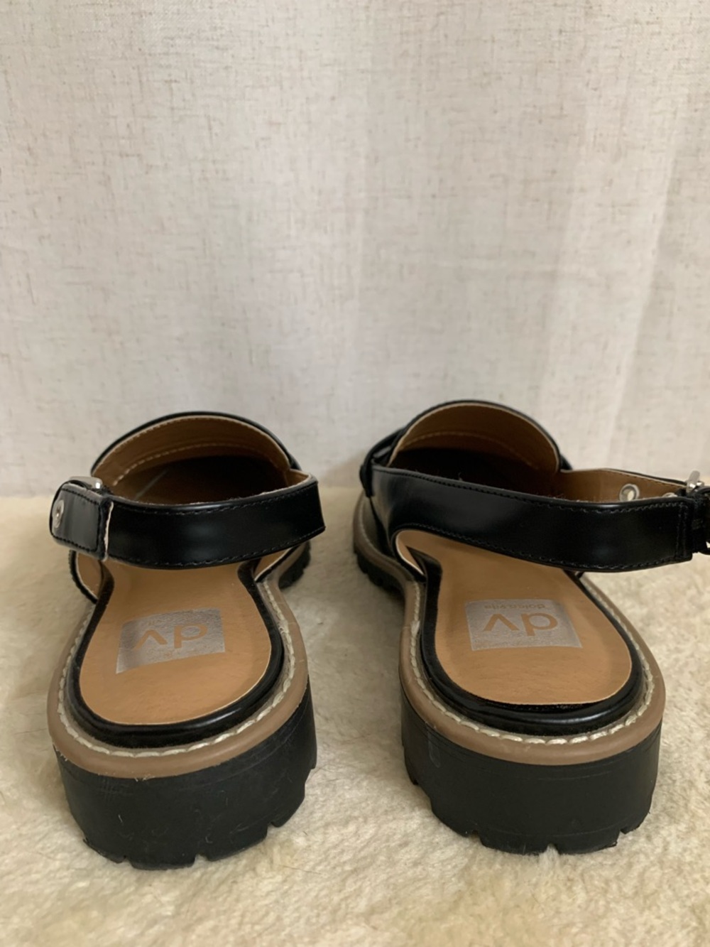 Dolce Vita Cancun Patent Leather Slingback Lug Sole Loafer Chunky Block Heel 9 - Picture 2 of 10